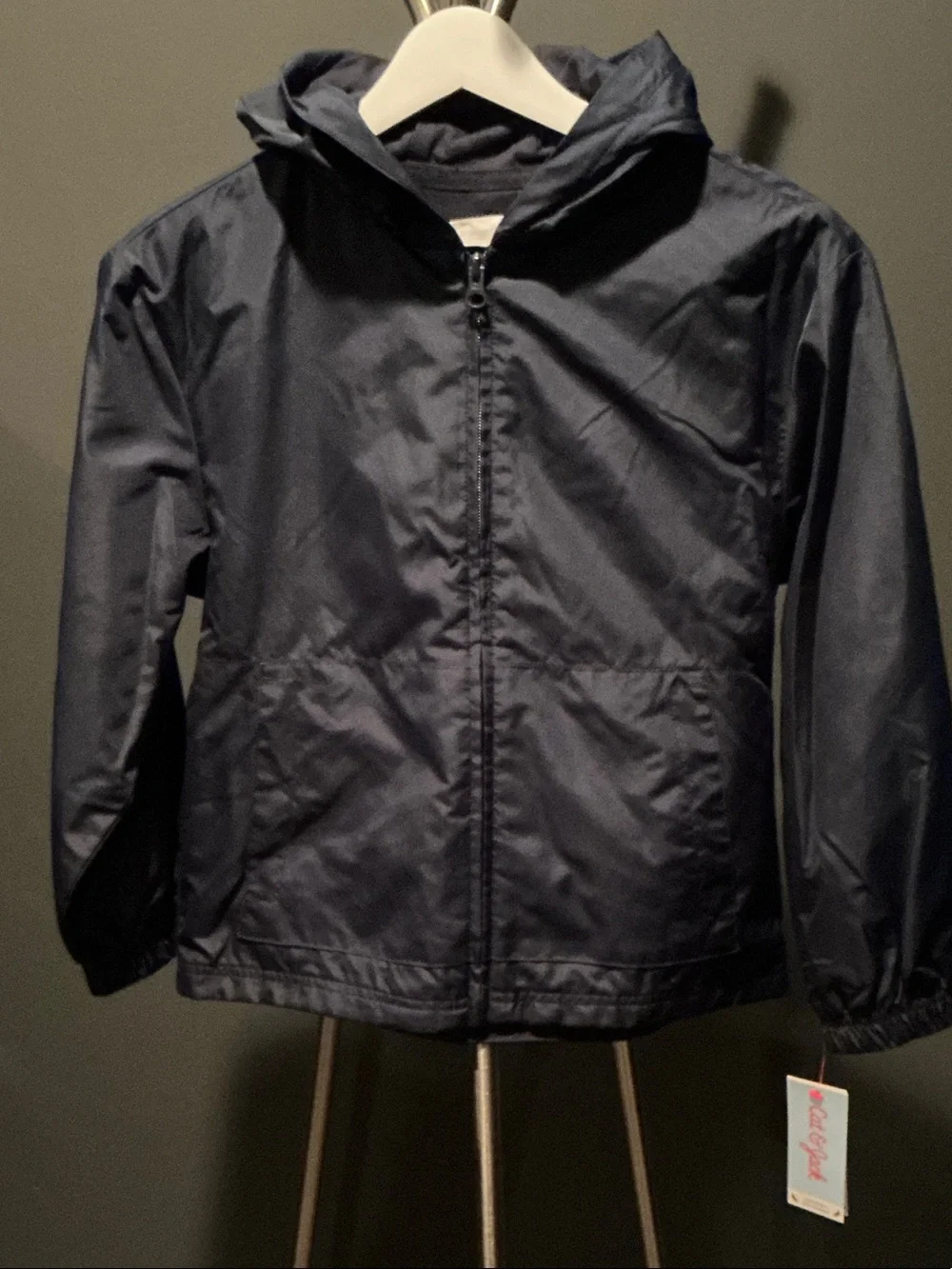 Navy Raincoat with Hood